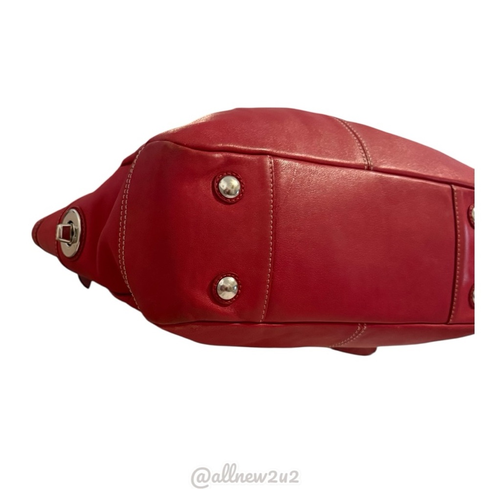Coach 1941 Ashley Red Leather Double Handle Zipper Closure Tote Shoulder Bag Sil - Picture 14 of 16
